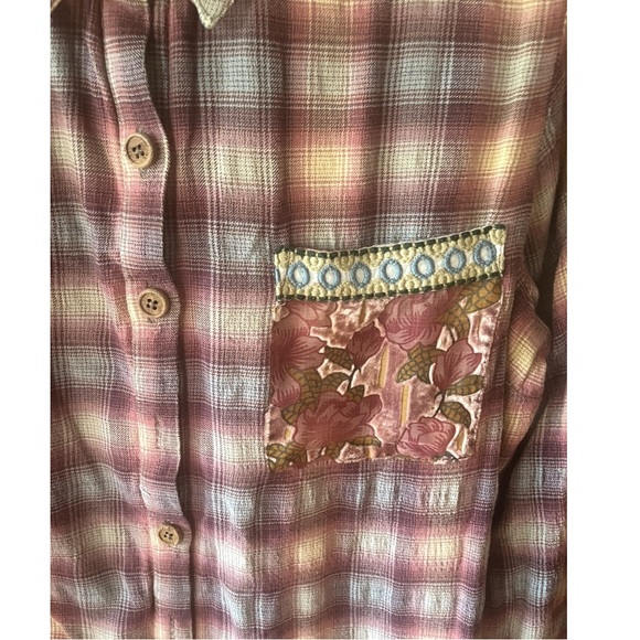 Soft surroundings Plaid Button-Up Shirt with Floral Accents - Picture 2 of 7